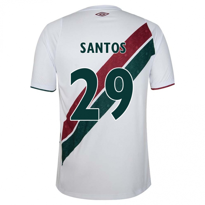 Kinder Fußball Thiago Santos #29 Weiß Grün Kastanienbraun Auswärtstrikot Trikot 2024/25 T-Shirt Luxemburg