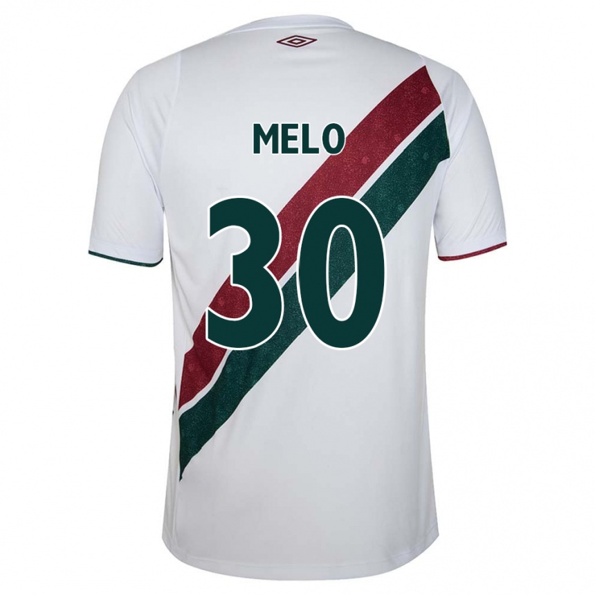 Kinder Fußball Felipe Melo #30 Weiß Grün Kastanienbraun Auswärtstrikot Trikot 2024/25 T-Shirt Luxemburg