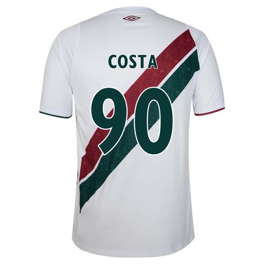 Kinder Fußball Douglas Costa #90 Weiß Grün Kastanienbraun Auswärtstrikot Trikot 2024/25 T-Shirt Luxemburg