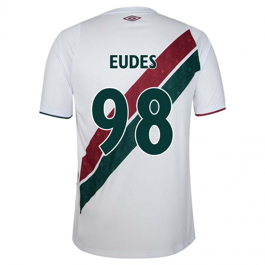 Kinder Fußball Vitor Eudes #98 Weiß Grün Kastanienbraun Auswärtstrikot Trikot 2024/25 T-Shirt Luxemburg