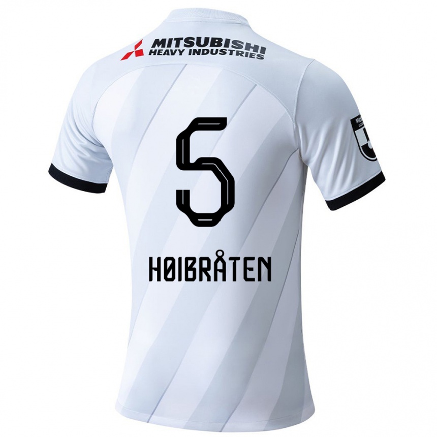 Kinder Fußball Marius Høibråten #5 Weiß Grau Auswärtstrikot Trikot 2024/25 T-Shirt Luxemburg