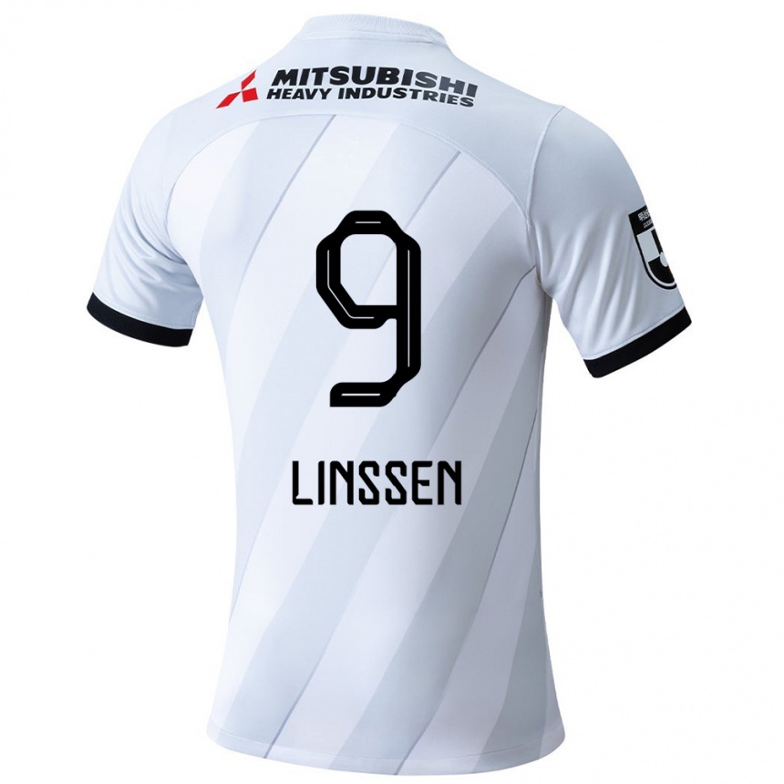 Kinder Fußball Bryan Linssen #9 Weiß Grau Auswärtstrikot Trikot 2024/25 T-Shirt Luxemburg