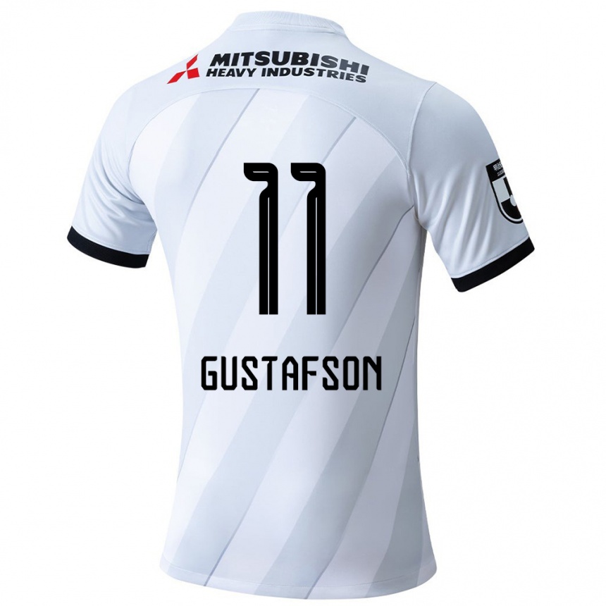 Kinder Fußball Samuel Gustafson #11 Weiß Grau Auswärtstrikot Trikot 2024/25 T-Shirt Luxemburg