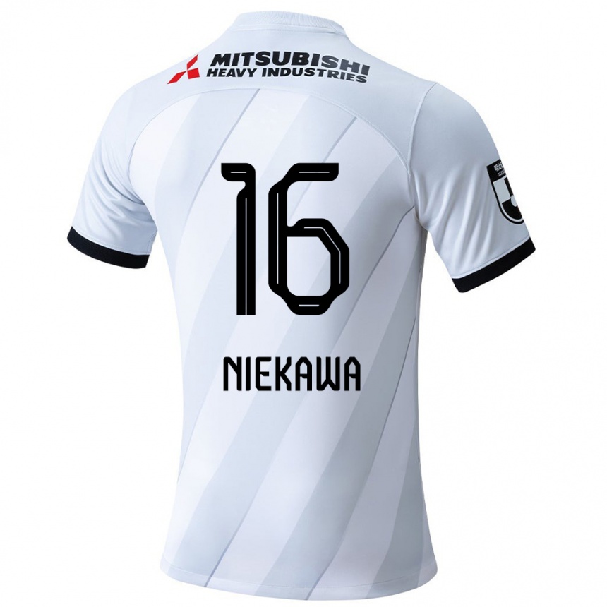 Kinder Fußball Ayumi Niekawa #16 Weiß Grau Auswärtstrikot Trikot 2024/25 T-Shirt Luxemburg