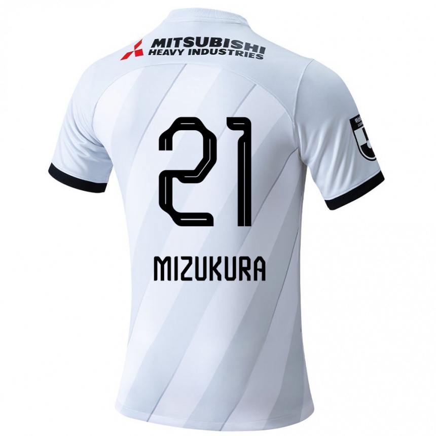 Kinder Fußball Kei Mizukura #21 Weiß Grau Auswärtstrikot Trikot 2024/25 T-Shirt Luxemburg