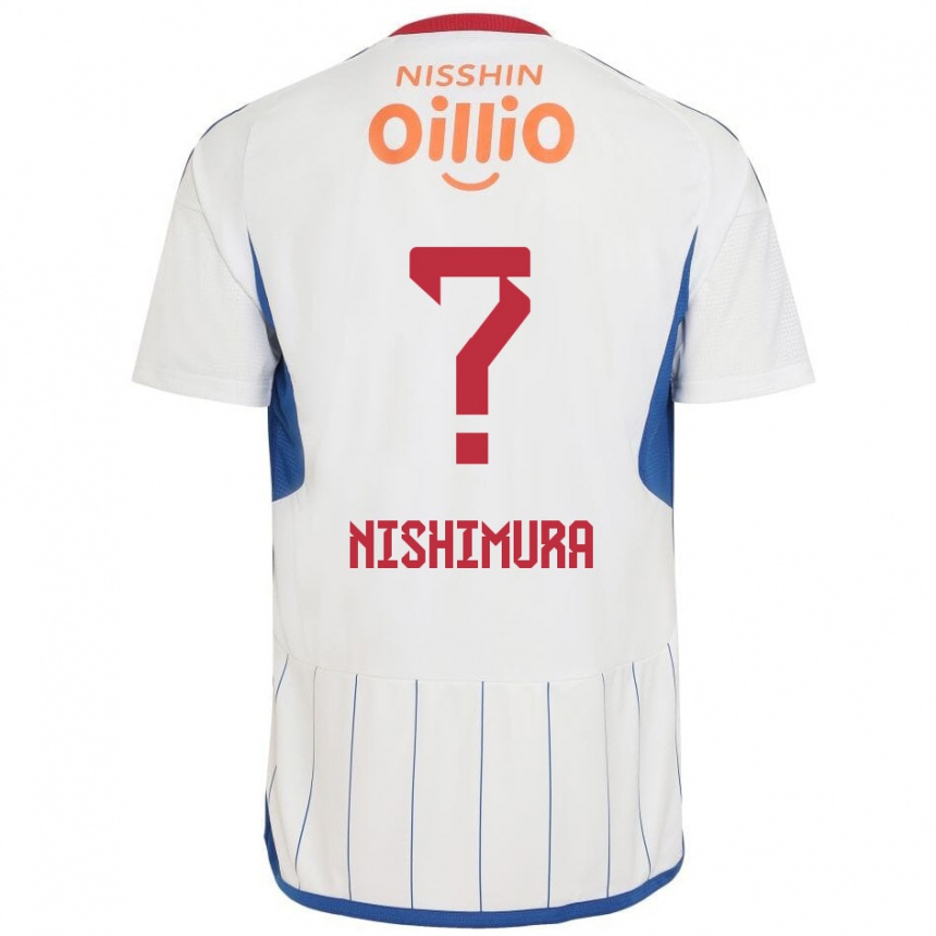 Kinder Fußball Takuma Nishimura #0 Weiß Blau Rot Auswärtstrikot Trikot 2024/25 T-Shirt Luxemburg