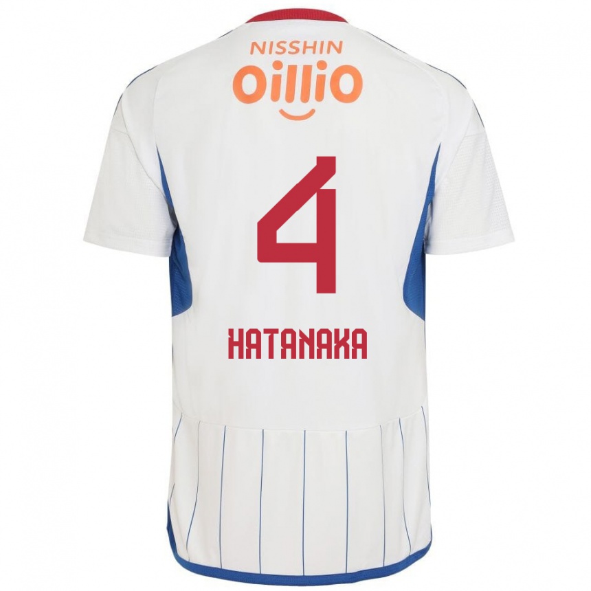 Kinder Fußball Shinnosuke Hatanaka #4 Weiß Blau Rot Auswärtstrikot Trikot 2024/25 T-Shirt Luxemburg