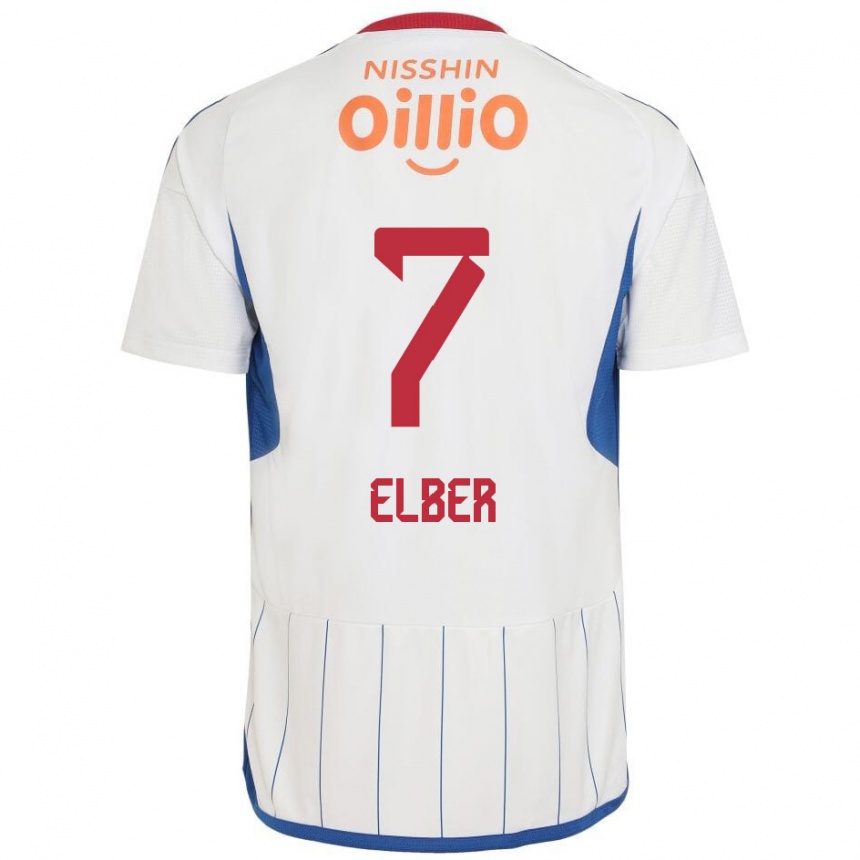 Kinder Fußball Élber #7 Weiß Blau Rot Auswärtstrikot Trikot 2024/25 T-Shirt Luxemburg