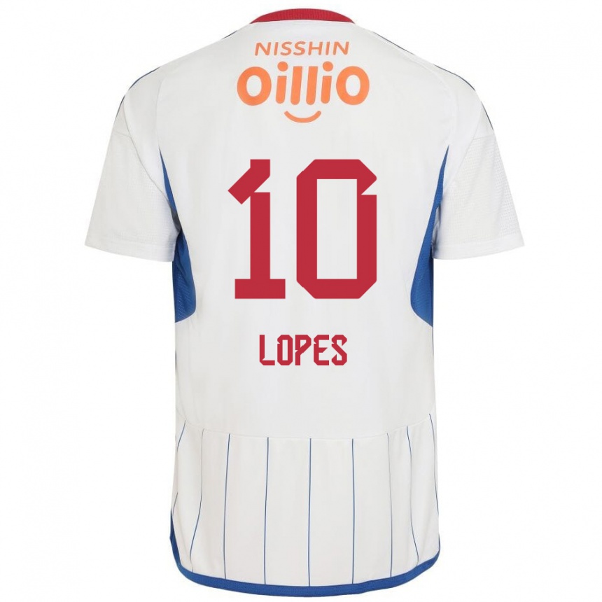 Kinder Fußball Anderson Lopes #10 Weiß Blau Rot Auswärtstrikot Trikot 2024/25 T-Shirt Luxemburg