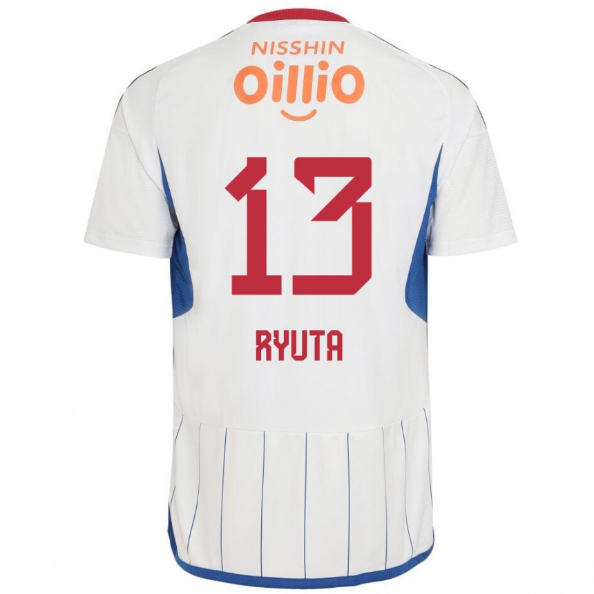 Kinder Fußball Ryuta Koike #13 Weiß Blau Rot Auswärtstrikot Trikot 2024/25 T-Shirt Luxemburg