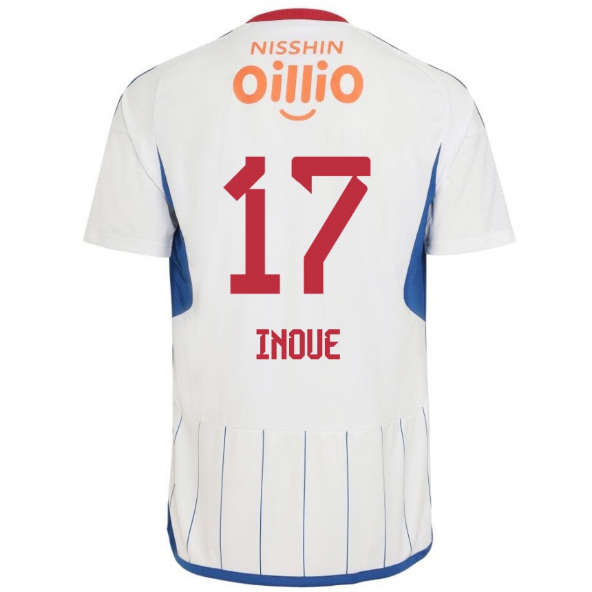 Kinder Fußball Kenta Inoue #17 Weiß Blau Rot Auswärtstrikot Trikot 2024/25 T-Shirt Luxemburg