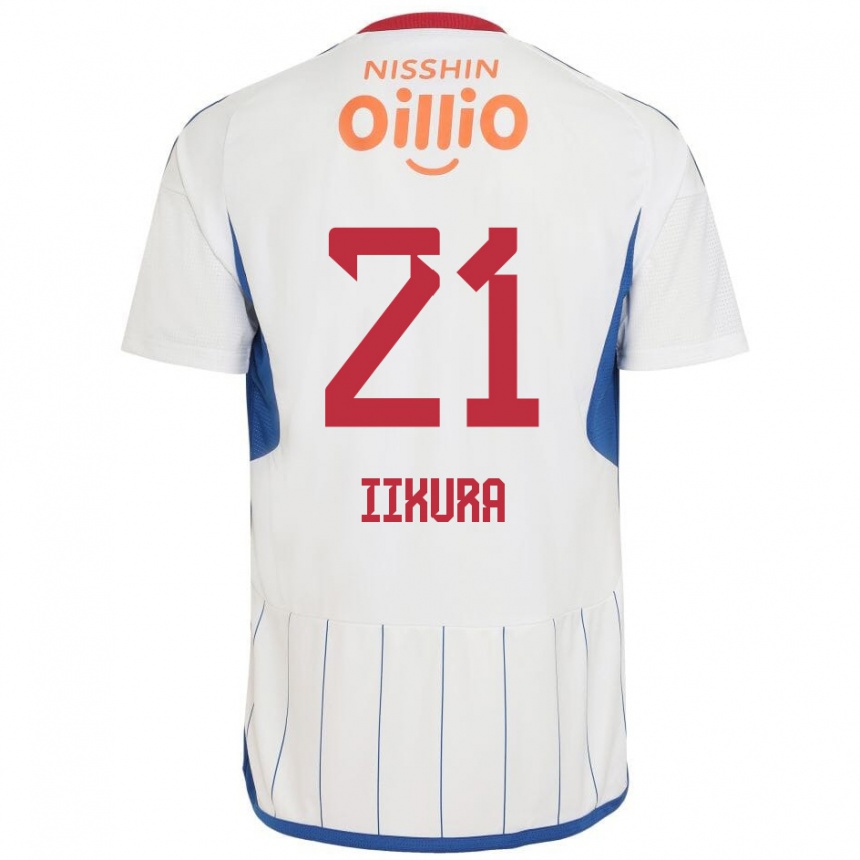 Kinder Fußball Hiroki Iikura #21 Weiß Blau Rot Auswärtstrikot Trikot 2024/25 T-Shirt Luxemburg