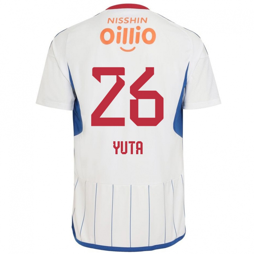 Kinder Fußball Yuta Koike #26 Weiß Blau Rot Auswärtstrikot Trikot 2024/25 T-Shirt Luxemburg