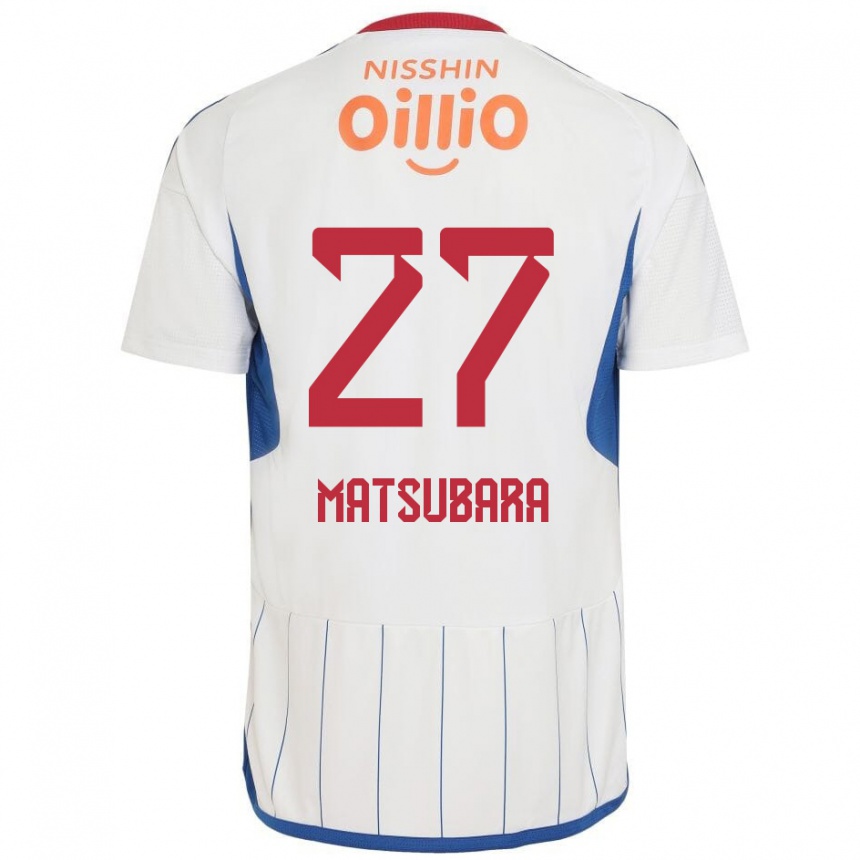 Kinder Fußball Ken Matsubara #27 Weiß Blau Rot Auswärtstrikot Trikot 2024/25 T-Shirt Luxemburg