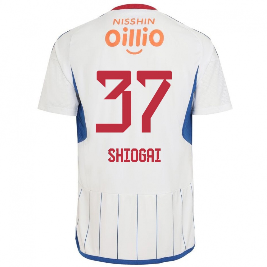 Kinder Fußball Kento Shiogai #37 Weiß Blau Rot Auswärtstrikot Trikot 2024/25 T-Shirt Luxemburg