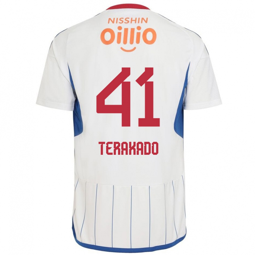 Kinder Fußball Riku Terakado #41 Weiß Blau Rot Auswärtstrikot Trikot 2024/25 T-Shirt Luxemburg