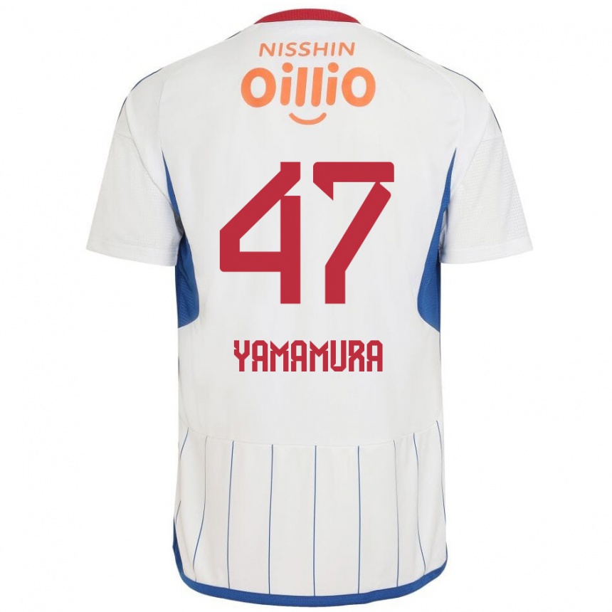 Kinder Fußball Kazuya Yamamura #47 Weiß Blau Rot Auswärtstrikot Trikot 2024/25 T-Shirt Luxemburg