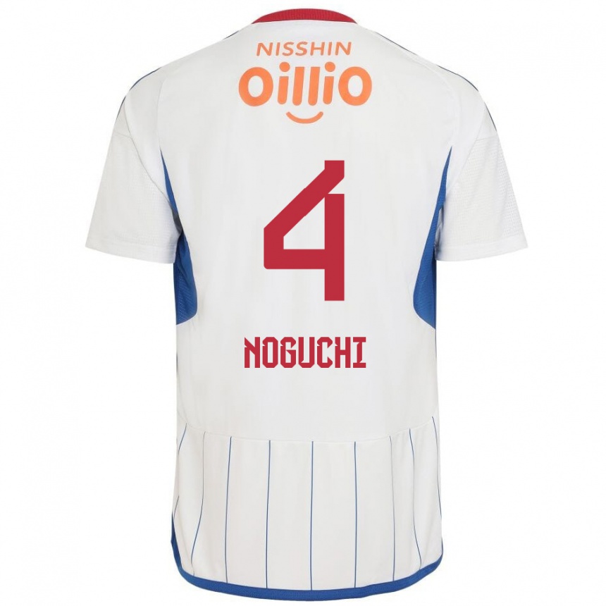 Kinder Fußball Reno Noguchi #4 Weiß Blau Rot Auswärtstrikot Trikot 2024/25 T-Shirt Luxemburg