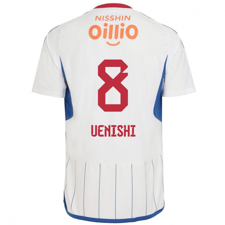 Kinder Fußball Haruki Uenishi #8 Weiß Blau Rot Auswärtstrikot Trikot 2024/25 T-Shirt Luxemburg