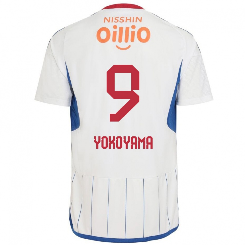 Kinder Fußball Shunsuke Yokoyama #9 Weiß Blau Rot Auswärtstrikot Trikot 2024/25 T-Shirt Luxemburg