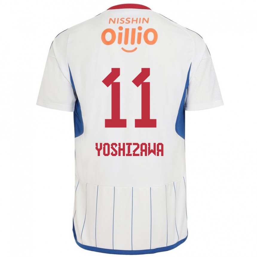 Kinder Fußball Mirai Yoshizawa #11 Weiß Blau Rot Auswärtstrikot Trikot 2024/25 T-Shirt Luxemburg