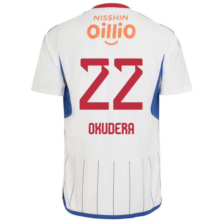 Kinder Fußball Minato Okudera #22 Weiß Blau Rot Auswärtstrikot Trikot 2024/25 T-Shirt Luxemburg