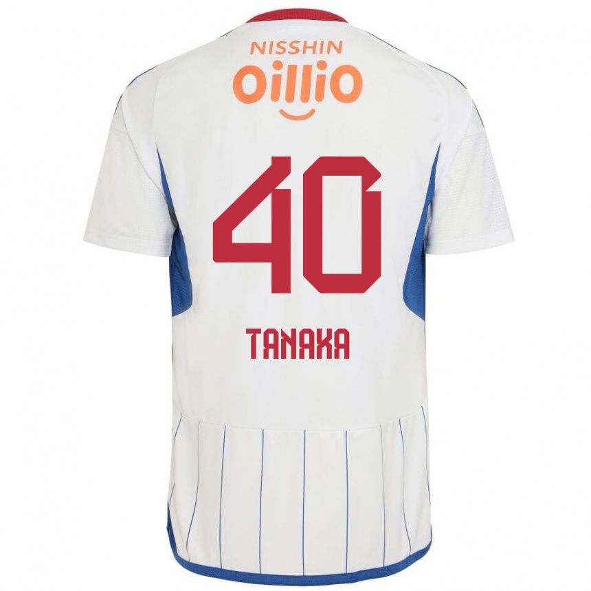 Kinder Fußball Hiei Tanaka #40 Weiß Blau Rot Auswärtstrikot Trikot 2024/25 T-Shirt Luxemburg