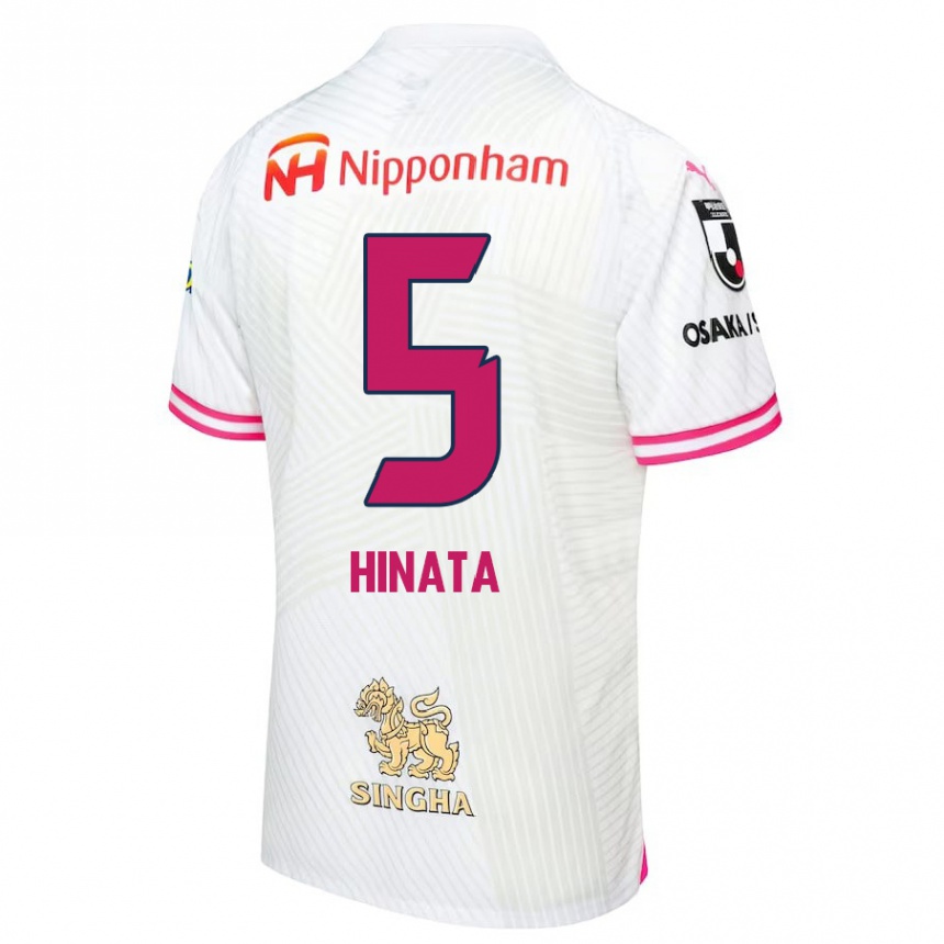 Kinder Fußball Hinata Kida #5 Weiß Rosa Auswärtstrikot Trikot 2024/25 T-Shirt Luxemburg