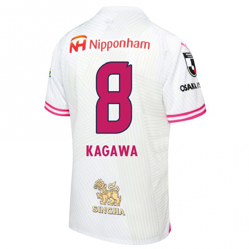 Kinder Fußball Shinji Kagawa #8 Weiß Rosa Auswärtstrikot Trikot 2024/25 T-Shirt Luxemburg