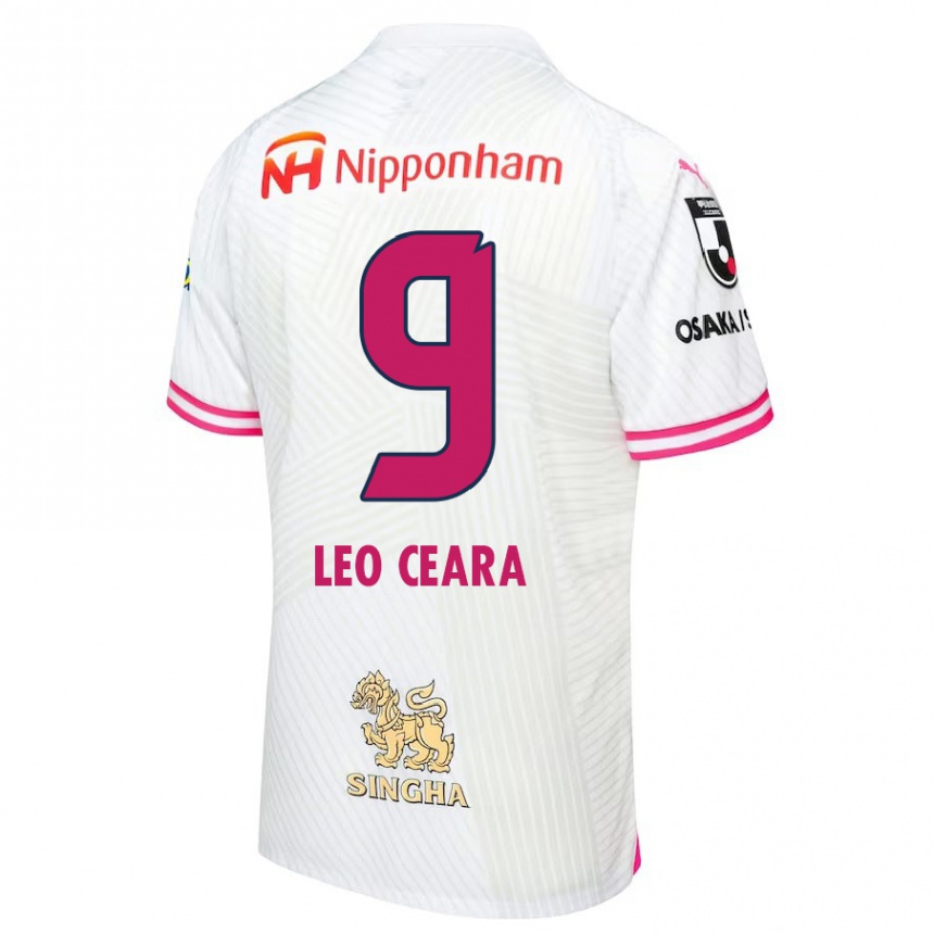 Kinder Fußball Léo Ceará #9 Weiß Rosa Auswärtstrikot Trikot 2024/25 T-Shirt Luxemburg