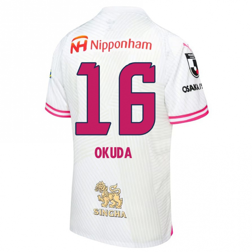 Kinder Fußball Hayato Okuda #16 Weiß Rosa Auswärtstrikot Trikot 2024/25 T-Shirt Luxemburg