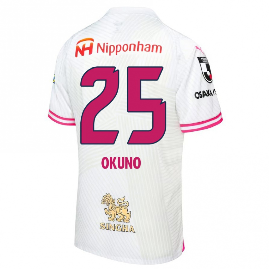 Kinder Fußball Hiroaki Okuno #25 Weiß Rosa Auswärtstrikot Trikot 2024/25 T-Shirt Luxemburg