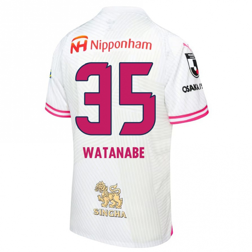 Kinder Fußball Ryo Watanabe #35 Weiß Rosa Auswärtstrikot Trikot 2024/25 T-Shirt Luxemburg