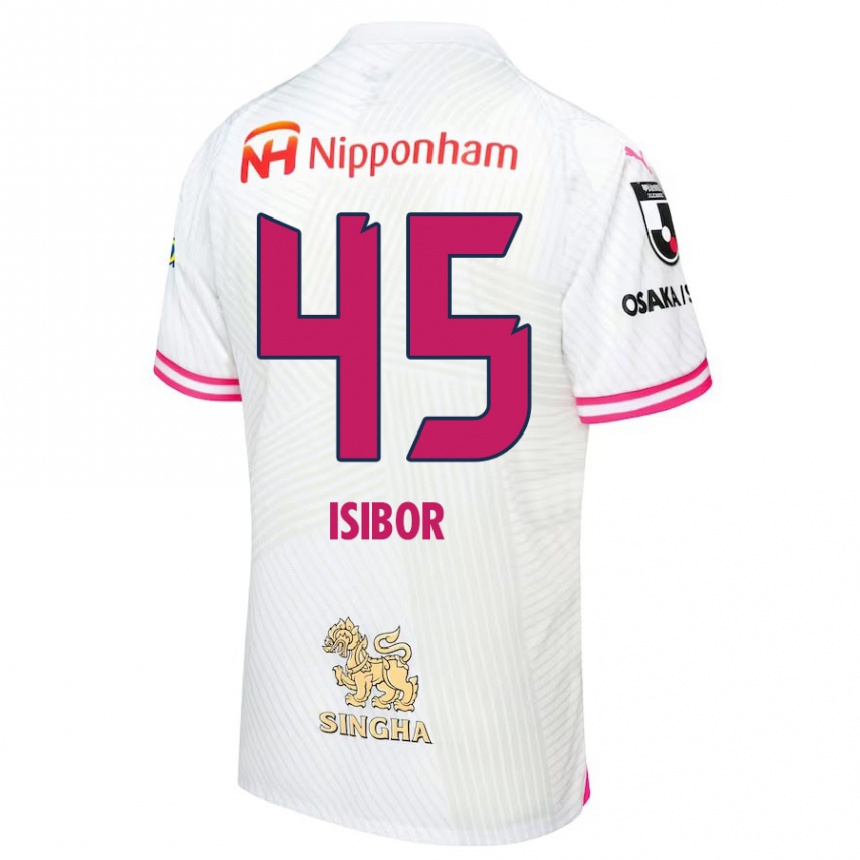 Kinder Fußball Ken Isibor #45 Weiß Rosa Auswärtstrikot Trikot 2024/25 T-Shirt Luxemburg