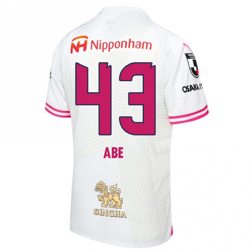 Kinder Fußball Yosei Abe #43 Weiß Rosa Auswärtstrikot Trikot 2024/25 T-Shirt Luxemburg