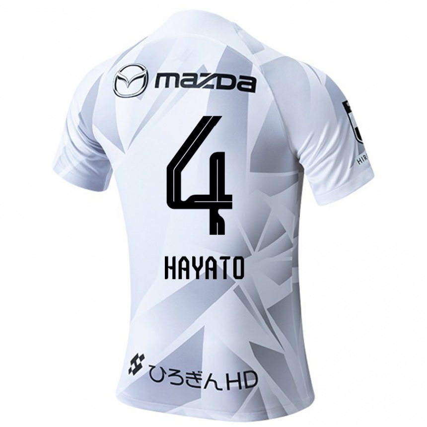 Kinder Fußball Hayato Araki #4 Weiß Grau Schwarz Auswärtstrikot Trikot 2024/25 T-Shirt Luxemburg