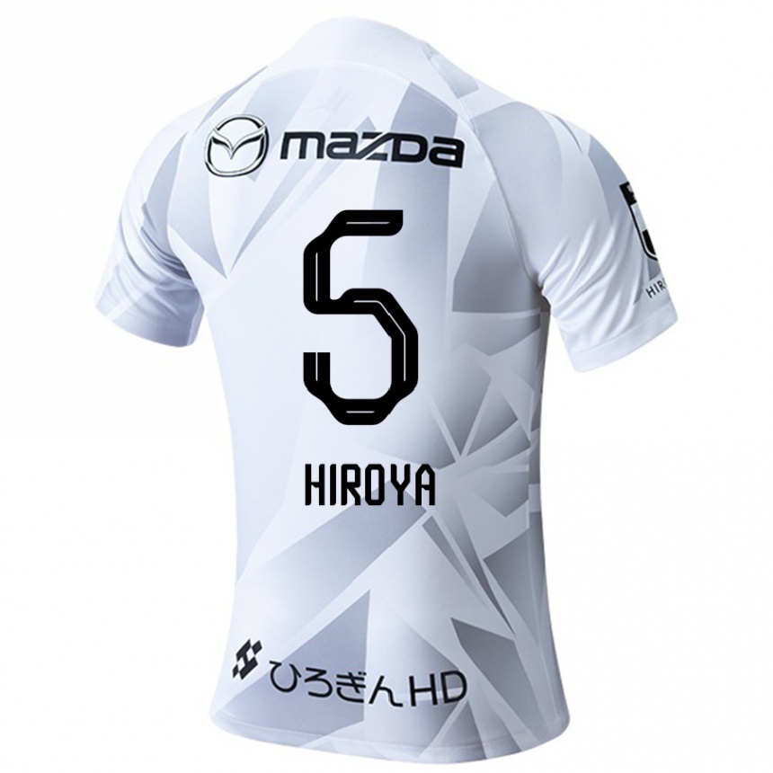 Kinder Fußball Hiroya Matsumoto #5 Weiß Grau Schwarz Auswärtstrikot Trikot 2024/25 T-Shirt Luxemburg