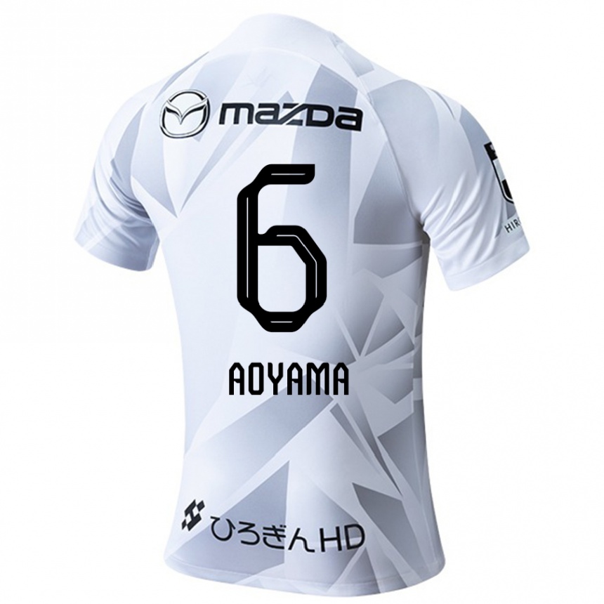 Kinder Fußball Toshihiro Aoyama #6 Weiß Grau Schwarz Auswärtstrikot Trikot 2024/25 T-Shirt Luxemburg