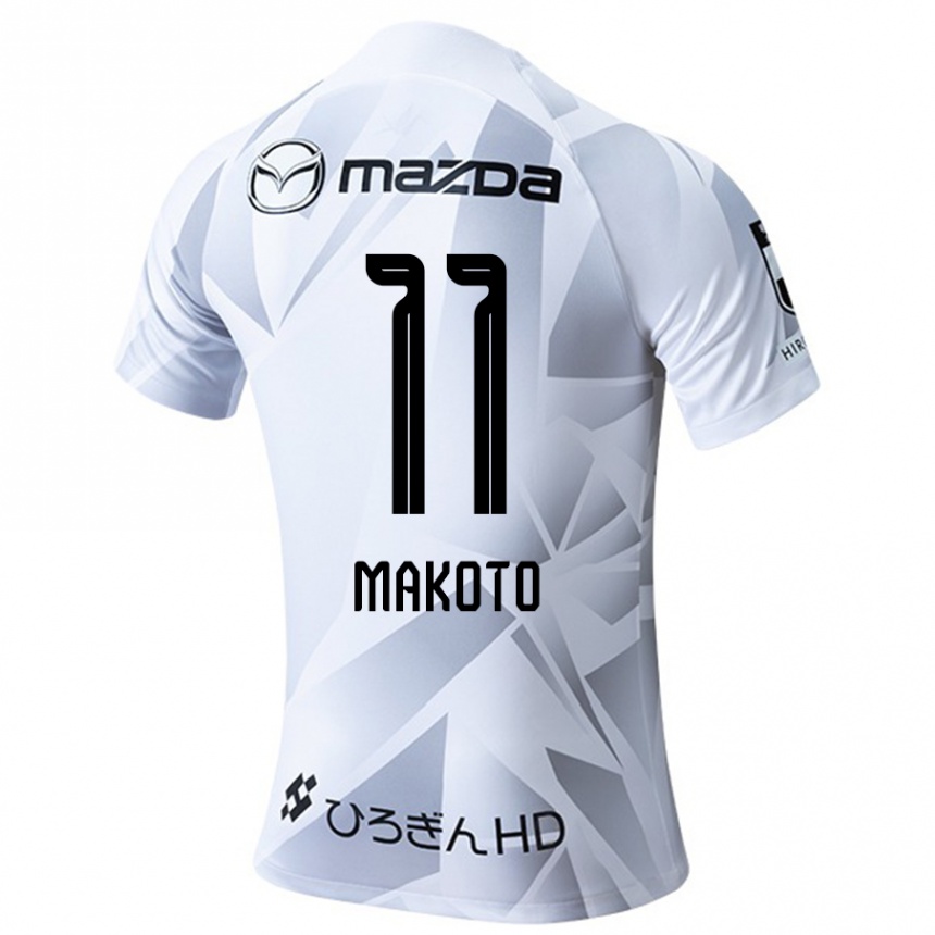 Kinder Fußball Makoto Mitsuta #11 Weiß Grau Schwarz Auswärtstrikot Trikot 2024/25 T-Shirt Luxemburg