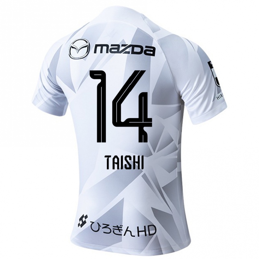 Kinder Fußball Taishi Matsumoto #14 Weiß Grau Schwarz Auswärtstrikot Trikot 2024/25 T-Shirt Luxemburg