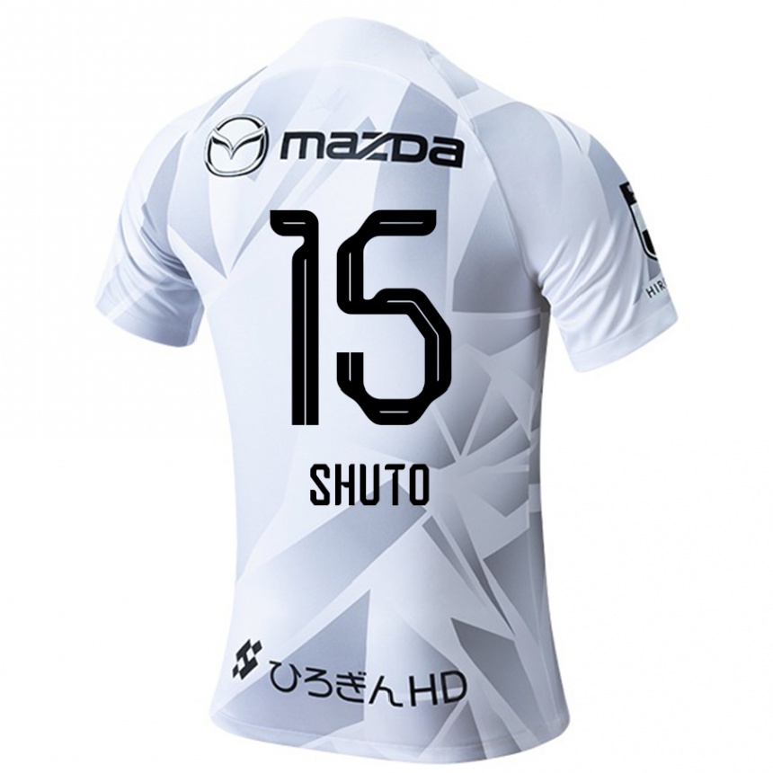 Kinder Fußball Shuto Nakano #15 Weiß Grau Schwarz Auswärtstrikot Trikot 2024/25 T-Shirt Luxemburg