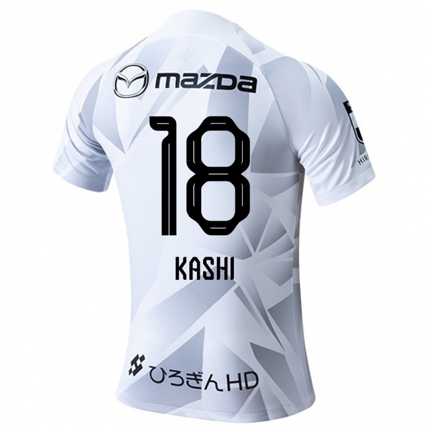 Kinder Fußball Yoshifumi Kashiwa #18 Weiß Grau Schwarz Auswärtstrikot Trikot 2024/25 T-Shirt Luxemburg