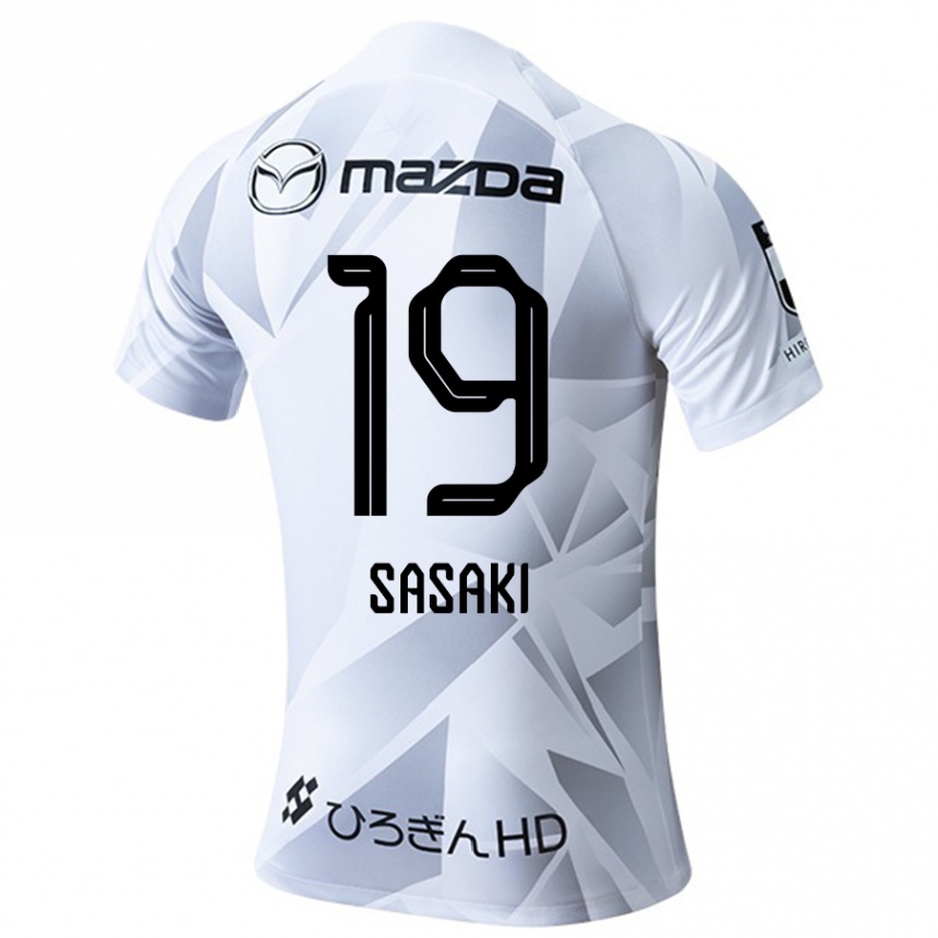 Kinder Fußball Sho Sasaki #19 Weiß Grau Schwarz Auswärtstrikot Trikot 2024/25 T-Shirt Luxemburg