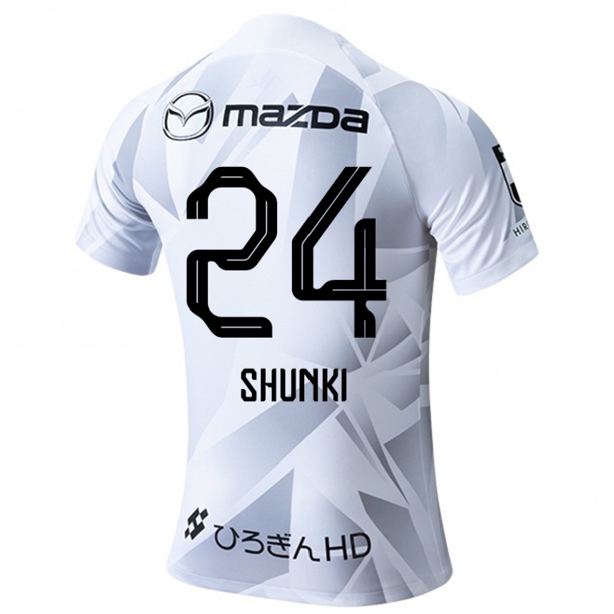 Kinder Fußball Shunki Higashi #24 Weiß Grau Schwarz Auswärtstrikot Trikot 2024/25 T-Shirt Luxemburg