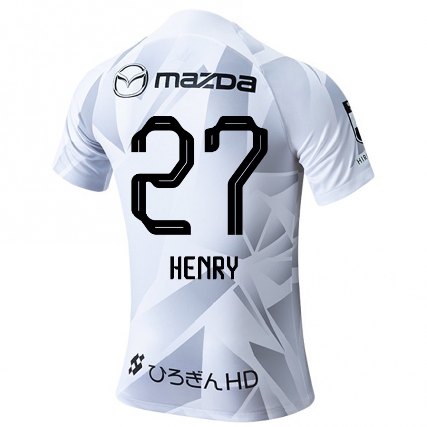 Kinder Fußball Osamu Henry Iyoha #27 Weiß Grau Schwarz Auswärtstrikot Trikot 2024/25 T-Shirt Luxemburg