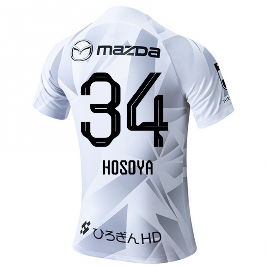 Kinder Fußball Kohei Hosoya #34 Weiß Grau Schwarz Auswärtstrikot Trikot 2024/25 T-Shirt Luxemburg