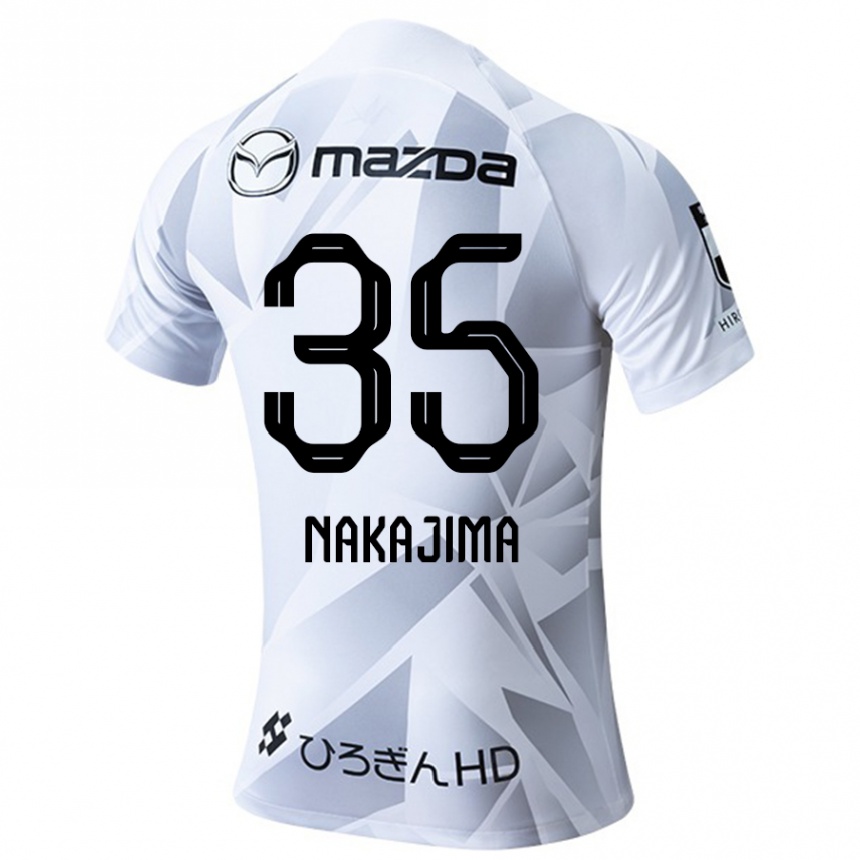 Kinder Fußball Yotaro Nakajima #35 Weiß Grau Schwarz Auswärtstrikot Trikot 2024/25 T-Shirt Luxemburg