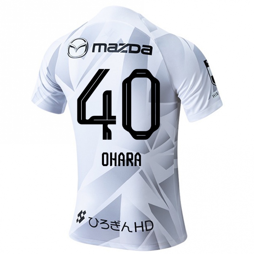 Kinder Fußball Motoki Ohara #40 Weiß Grau Schwarz Auswärtstrikot Trikot 2024/25 T-Shirt Luxemburg