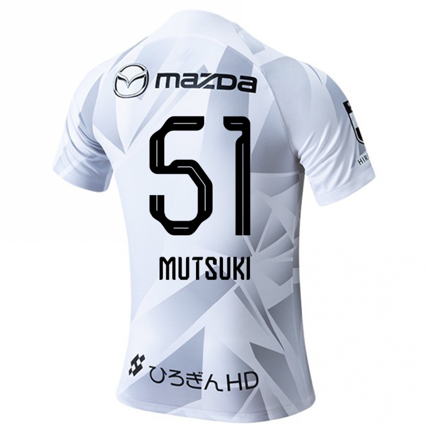 Kinder Fußball Mutsuki Kato #51 Weiß Grau Schwarz Auswärtstrikot Trikot 2024/25 T-Shirt Luxemburg