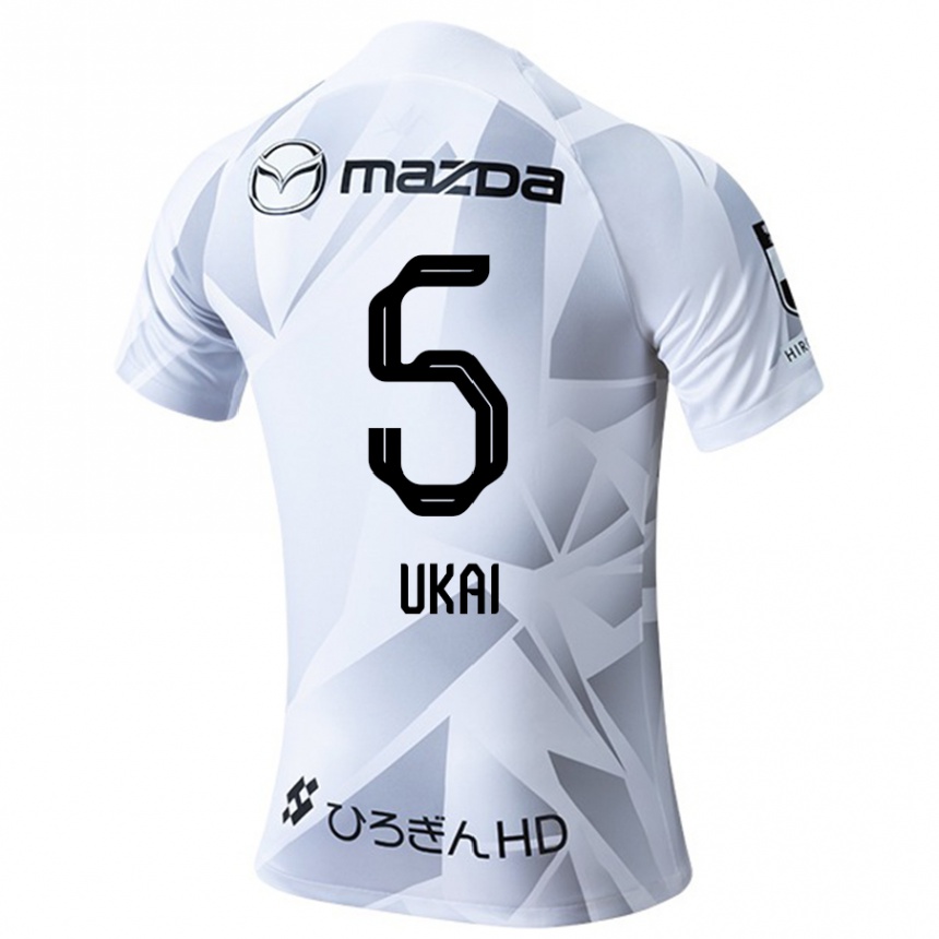 Kinder Fußball Hiroto Ukai #5 Weiß Grau Schwarz Auswärtstrikot Trikot 2024/25 T-Shirt Luxemburg